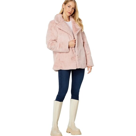 NVLT | BUNNY FAUX FUR SHORT COAT | BLUSH PINK | 100% VEGAN COAT W/POCKETS SIZE S - Picture 9 of 16